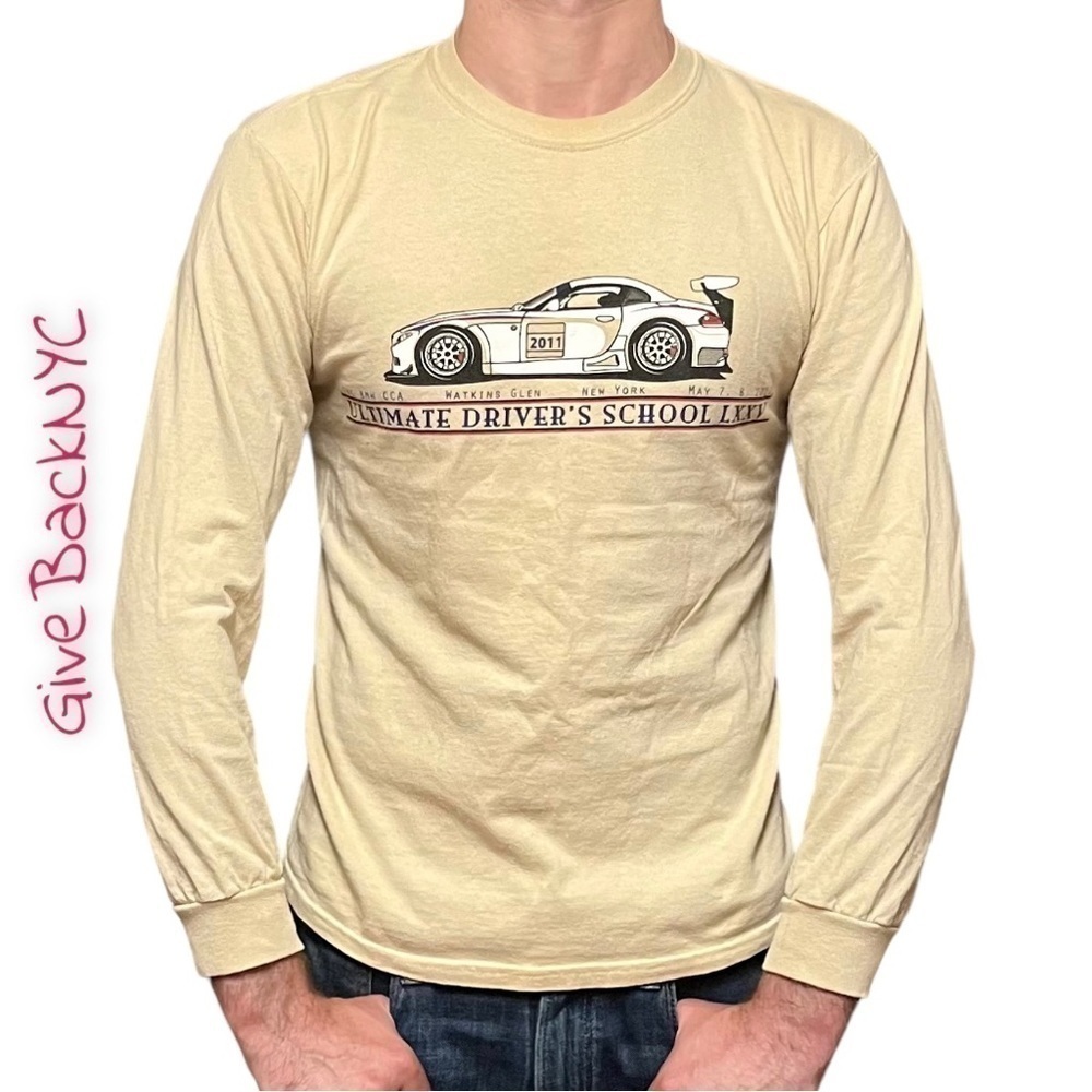 Vintage Racing Gildan Exclusive Driving School Long Sleeve T-Shirt Size S
